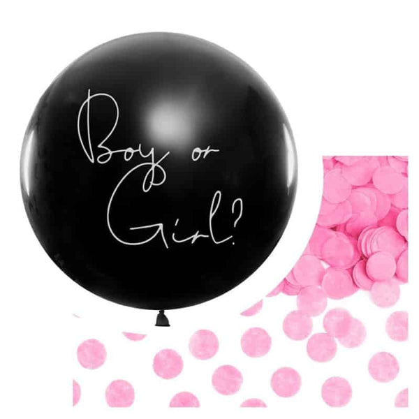 PartyDeco Balão Revelação de Género (Confettis Rosa)