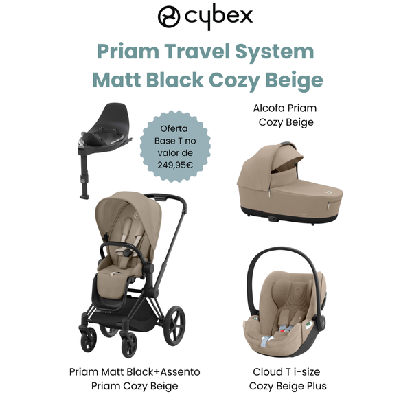 Cybex Promoção Travel System Priam Matt Black Cozy Beige
