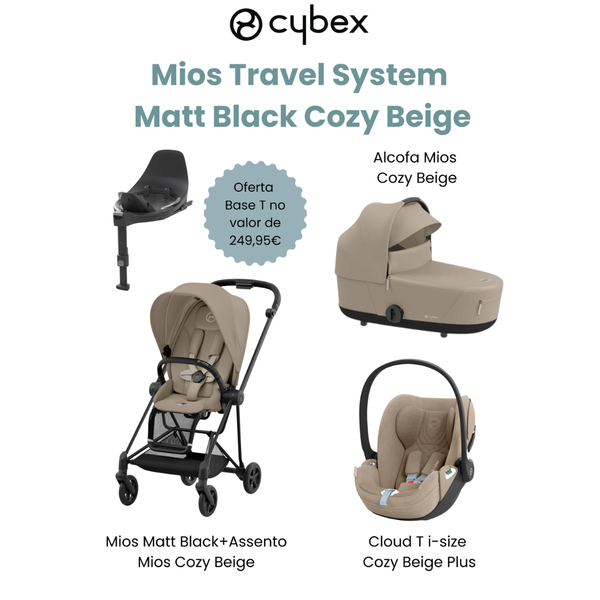 Cybex Promoção Travel System Mios Matt Black Cozy Beige