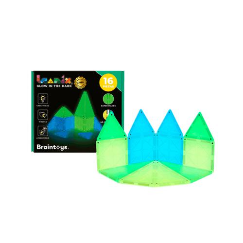 Imanix Braintoys 16 Peças Magnéticas de Construção Brilha no Escuro
