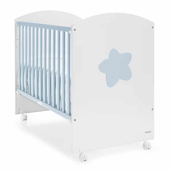 Cama de Grades Trama Big Star Branco Mate/Azul Bebé 120x60cm