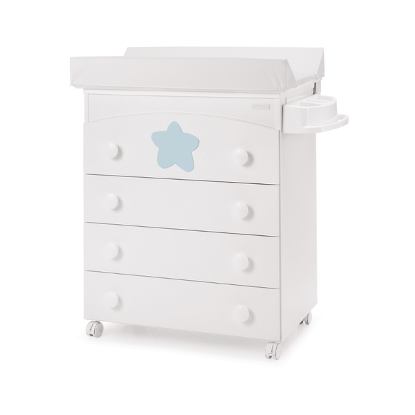 Trama Cómoda-Banheira Big Star Branco Mate/Azul Bebé