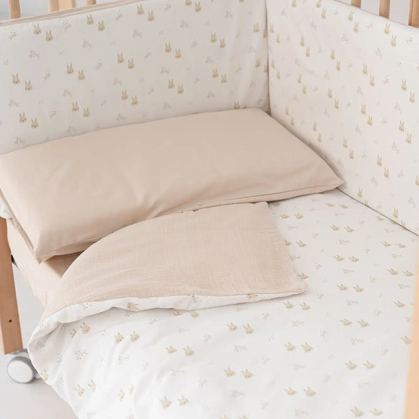 Kit Nórdico + Protetor Minicuna Rabbits Blanco – Beige | Micuna
