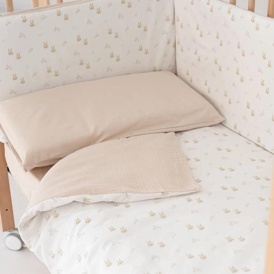 Kit Nórdico + Protetor Minicuna Rabbits Blanco – Beige | Micuna Micuna