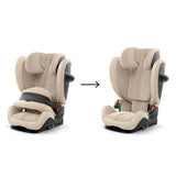 Cybex Pallas G3 Plus Almond Beige – cadeira auto em uso com criança